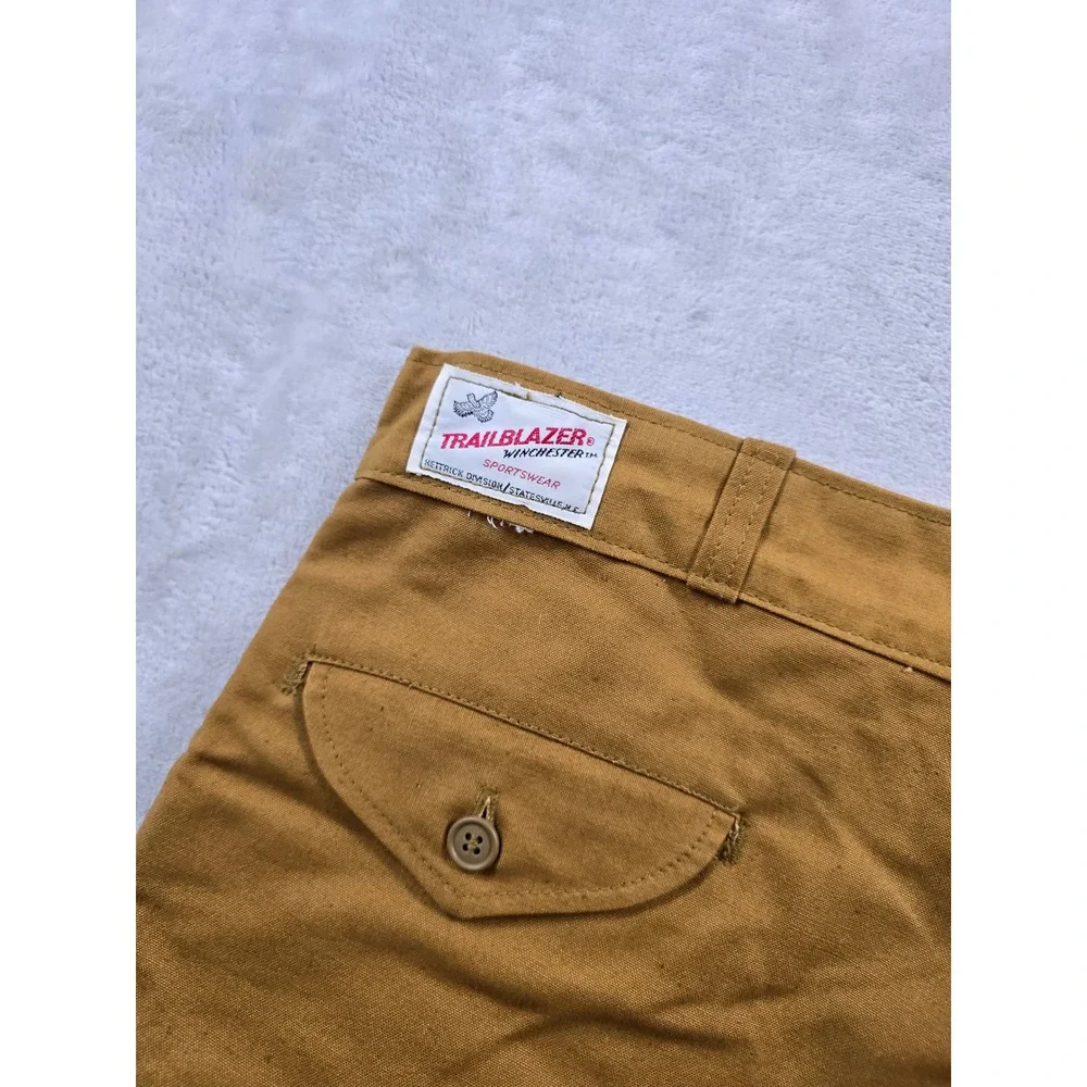 Vintage Winchester Trailblazer Hunting Pants Mens 34x29 Tan Canvas Brush Guard